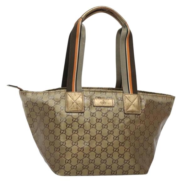 GUCCI GG Canvas GG Crystal Tote Bag Coated Canvas Gold - Picture 1 of 12